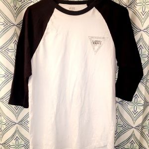 VANS Black & White Triangle Logo 3/4 Sleeve Tee